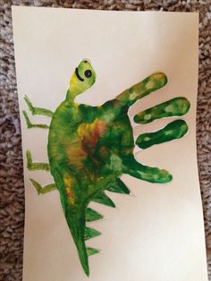 the handprint dinosaur - love the color mixture by kerose on instagram