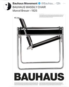 an ad for bauhaus, which is featured on the back of a chair