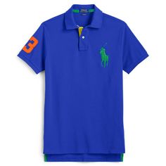 ----------------------------------------- POLO RALPH LAUREN - Custom Fit Mesh Polo Shirt for Men - Short sleeves - BIG PONY ==> Size XS <== ==> Size S <== ==> Size M <== ==> Size L <== - Sold for $98.50 in-store and online 1 color available: ~ Pacific Royal Blue ~ Description: - Ribbed Polo collar. Two-button rugby placket  - 100% Cotton - Short sleeves with ribbed armbands Ventilating metal grommets at the underarms - Signature embroidered Big Pony at the left chest ---------------------------- Casual Blue Polo Collar T-shirt, Sporty Blue Collared Polo Shirt, Blue Collared Sporty Tops, Fitted Blue Polo Shirt For Sports, Blue Collared Sports Shirt, Blue Polo Collar Shirt For Sports, Blue Casual Polo Shirt For Sports, Casual Blue Sports Shirt, Blue Cotton Polo Shirt For Sports