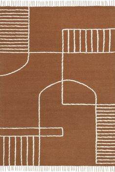 a brown rug with white lines on it