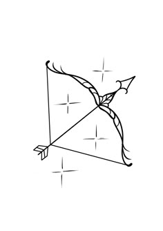 a black and white drawing of an arrow