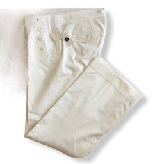 Cream Pants By Gap. New! Authentic Trades Chic Straight Pants By Gap, Fitted Summer Pants With Buttons, Gap Wide Leg Pants For Spring, Classic Gap Bottoms For Workwear, Classic Gap Workwear Bottoms, Fitted Wide Leg Capris For Work, Classic Fitted Gap Bottoms, Gap Ankle-length Workwear Pants, Gap Stretch Straight Leg Pants