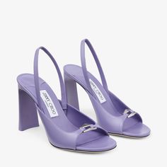 Lev 95 | Tanzanite Nappa Leather Sandals | JIMMY CHOO Purple Sandals, Latest Sandal, White Sandals Heels, Jimmy Choo Heels, Leather Heels Sandals, Sneaker Dress Shoes, Slingback Sandals, Patent Leather Heels, Van Cleef Arpels