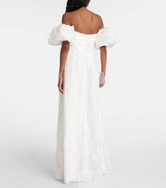 Matchmaker puff-sleeve off-shoulder gown in white - Rebecca Vallance | Mytheresa Luxury Fitted Off-shoulder Gown, Off-shoulder Puff Sleeve Dress For Evening, Fitted Off-shoulder Puff Sleeve Dress For Formal Occasions, Elegant Off-shoulder Puff Sleeve Dress For Formal Occasions, Formal Fitted Off-shoulder Puff Sleeve Dress, Elegant Off-shoulder Puff Sleeve Wedding Dress, White Puff Sleeve Evening Dress, White Puff Sleeve Dress For Evening, Evening Puff Sleeve Dress With Straight Neckline