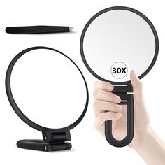 PRICES MAY VARY. 30X Magnifying Mirror: The 30x magnification will give you an unimaginable surprise, it can find all the imperfections of your eyes and facial skin and assist you in cleaning and repairing work. For example, wearing contacts, gluing false eyelashes and plucking eyebrows and moustaches, and other delicate tasks Precision Tweezers: The 5.7 inch long slant tweezers are made of 420 stainless steel material, which is sturdy, durable and easy to clean. Pair it with a 30X magnifying gl Plucking Eyebrows, Two Mirrors, Beauty Planet, Double Sided Mirror, Handheld Mirror, Travel Mirror, Magnifying Mirror, Makeup Mirrors, Moustaches