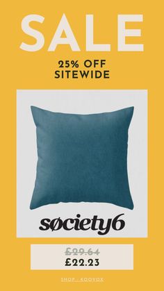 the sale flyer for society's new bedding collection is shown in yellow and blue