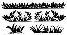 the silhouettes of plants and grass on a white background stock photo, royalty illustration