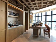 the kitchen is clean and ready to be used as a dining room or office space