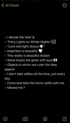 an iphone screen with the text'i decide the vibe'on winter nights love and light is always imperfect