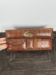 Vintage Alligator Leather Box Bag Clutch Brass Turnlock Women's Very good preowned condition B154 **Please photos for measurements** Leather Box, Box Bag, Alligator, Bags Handbags, Shoe Accessories, Bag Lady, Women Accessories, Brass, Best Deals