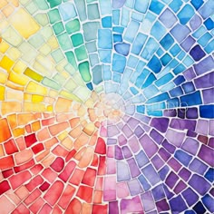 a rainbow colored background with lots of different colors and shapes in the mosaic style pattern