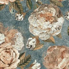 an image of flowers on the ground with leaves and stems painted on to it's surface