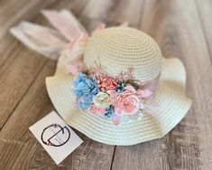 Flower Tea Party Straw Hat, Easter White Floppy Hat, Pink Floral Girl Bonnet, Derby Hat Kid, Occasion Wedding Toddler Bonnet, Spring Sun Cap White ,flower Tea party/derby/Easter/spring/summer straw/floppy hat for little girls. All hat designs are mine only! If you want color change please contact me custom message! Handmade White Mini Hats For Summer, White Handmade Mini Hats For Summer, Handmade White Sun Hat For Spring, White Wide Brim Mini Hats For Summer, Summer White Wide Brim Mini Hats, Handmade Summer Party Straw Hat, Spring Party Mini Bucket Hat, Pink Flower Hat For The Beach, Pink Flower Hat For Beach