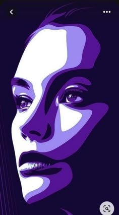 a woman's face in purple and white