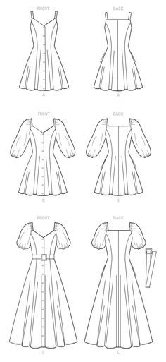 the sewing pattern for a dress with long sleeves and collars, which are also in sizes