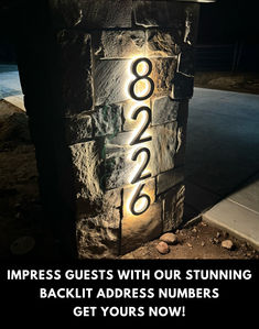 led lighted backlit illuminated house address numbers sign Illuminated Address Numbers, Address Numbers On House, Mailbox Light, Lighted House Numbers, Exterior House Lights, Mountain Castle, Illuminated House Numbers, Led House Numbers, Led House