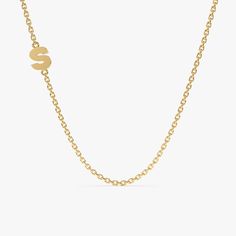 yellow gold side initial chain Classic White Gold Initial Necklace, Classic Name Necklace With Initial Pendant And Delicate Chain, Classic Yellow Gold Charm Necklaces With Initials, Classic Yellow Gold Initial Necklace With Cable Chain, Classic White Gold Initial Necklace For Everyday, Classic Everyday Initials Name Necklace, Classic Initial Necklace With Delicate Chain, Minimalist 14k Gold Name Necklace With Cable Chain, 14k Gold Initial Necklace With Cable Chain