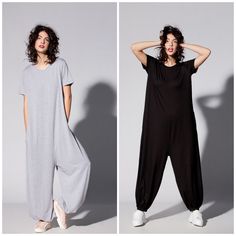 "Loungewear Grey Women Jumpsuit with harem-style pants & pockets is the new arrival of our 2019 collection! Maxi plus size jumpsuit suitable for pregnancy/maternity clothing, everyday - at home and walks, easy to wear and easy to care! Same Jumpsuit in Black: https://www.etsy.com/listing/690234521/black-jumpsuit-with-harem-pants-pockets Jumpsuit features: - Soft, Stretchy Viscose Fabric - Short sleeves - Two Pockets - Harem Pants - Suitable for Spring, Summer, Fall and Winter Grey Jumpsuit w Wide Leg Stretch Jumpsuits And Rompers For Loungewear, Stretch Wide Leg Jumpsuits For Loungewear, Short Sleeve Stretch Jumpsuits And Rompers With Pockets, Wide Leg Non-stretch Jumpsuits And Rompers For Loungewear, Non-stretch Wide Leg Jumpsuit For Loungewear, Non-stretch Wide Leg Jumpsuits And Rompers For Loungewear, Black Relaxed Fit Wide Leg Jumpsuits And Rompers, Cotton Jumpsuits And Rompers In Relaxed Fit, Relaxed Fit Cotton Jumpsuits And Rompers Full Length