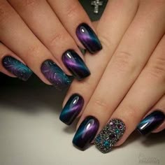 Nails With Stars, Nails Design Short, Cat Eye Nails Polish, Nails Flower, Eye Nail Art, Turquoise Nails, Nails Dark, Nails Elegant, Nails Brown