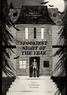 the poster for spookest night of the year is shown in black and white