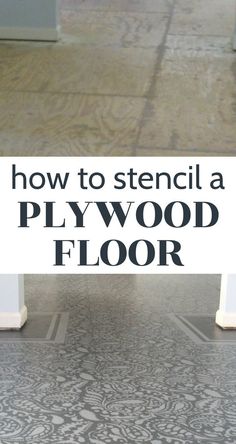 a sign that says how to stencil a plywood floor with black and white designs