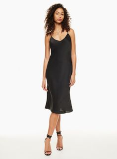 Spaghetti Strap Bias Cut Midi Dress For Night Out, Sleek Summer Slip Dress With Built-in Bra, Sleek Slip Dress For Night, Chic Slip Dress With Spaghetti Straps For Night, Sleek Midi Dress With Spaghetti Straps, Chic Spaghetti Strap Slip Dress For Night, Sleek Midi-length Bias Cut Slip Dress, Sleek Bias Cut Midi Slip Dress, Night Out Midi Slip Dress With Built-in Bra