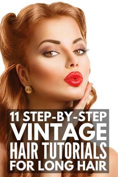 Easy 40s Hairstyles For Long Hair, How To Do Rockabilly Hairstyles, Quick Vintage Hairstyles, Old Fashion Hair Updos, 40s Updo Hairstyles, 1940s Formal Hairstyles, How To Do 1920s Hairstyles Long Hair, Diy 50s Hairstyles, Vintage Hairstyles For Long Hair Tutorial