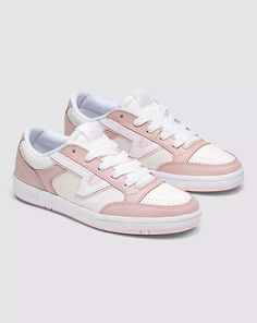 Retro Pink Low-top Skate Shoes, Retro Pink Sneakers For Skateboarding, Pink Synthetic Skate Shoes With Laces, Pink Round Toe Sneakers For Skateboarding, Pink Sneakers For Skateboarding, Retro Pink Synthetic Sneakers, Vans Pink Skate Shoes With Rubber Sole, Pink Vans Lace-up Sneakers, Retro Pink Sneakers With Laces