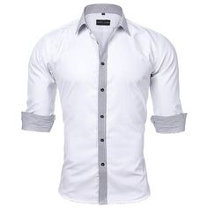 CASUAL SHIRT-Shirt-Pisani Maura-White-XS-Pisani Maura Casual Dress Shirt Men, Man Dressing Style, Slim Fit Dress Shirts, Short Sleeve Dress Shirt, Dress Shirt Sleeves, Cotton Poplin Shirt, Shirt Dress Casual, Slim Fit Dresses, Men Shirt Style