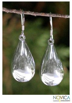 Sterling Silver Dangle Earrings from Thailand Clay Jensen, Earrings Moon, Teardrop Dangle Earrings, Jewelry Board, Ethical Jewelry, Rise And Shine, Silver Dangle Earrings, Sterling Silver Dangle Earrings, Ear Rings