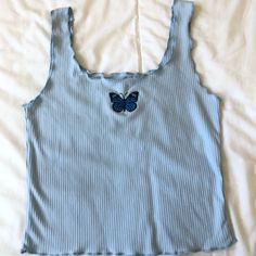 Butterfly Tank Top Baby Blue Embroidery Butterfly 90’s 2000’s Vibes New Size M Bloggers Favorite Choice Nwot 2000 1990’s Vibes Blue Y2k Tank Top For Spring, Y2k Blue Tank Top For Spring, Y2k Style Blue Tank Top For Spring, Blue Cotton Y2k Style Tops, Y2k Style Blue Cotton Top, Blue 90s Style Tank Top For Summer, Blue Y2k Tops For Spring, 90s Style Blue Tank Top For Summer, Blue Y2k Style Tops For Spring