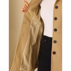 The Lapel collar design adds chic style, while the single-breasted design and a waist buckle lend a soft and elegant feel to balance the look of this coat. It features long sleeves and buttons at the cuffs, and the mid-thigh length hem drapes beautifully over a variety of different looks. No matter what look you slip it over, this textured winter coat adds a layer of warmth and finishes the refined elegant look. Chic Single Breasted Collared Pea Coat, Chic Collared Single Breasted Pea Coat, Classic Wool Coat For Workwear In Solid Color, Elegant Outerwear With Stand Collar And Snap Buttons, Elegant Outerwear With Snap Buttons And Stand Collar, Chic Wool Coat With Lapel Collar And Button Closure, Wool Coat For Work, Beige Single-breasted Pea Coat For Office, Chic Pea Coat With Snap Buttons For Work