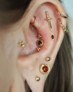 three different types of ear piercings are shown