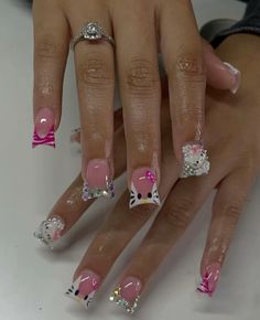 Nail Designs Y2k, Easter Spring Nails, Designs Y2k, Nail Ideas Designs, Kitty Nails, Purple Acrylic Nails, Cute Short Nails, Butterfly Nails, Y2k Girl