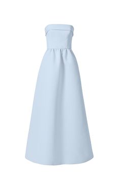 Classic meets casual-cool in this faille style, which features a fitted foldover strapless bodice and wide dirndl skirt with side pockets—a perfect pick for any type of wedding. Shown in Platinum. Light Blue Ice Dress, Ice Inspired Dresses, Classic Blue Dresses, Blue And Pink Bridesmaid Dress, Pigeon Blue Dress, Amsale Bridesmaid Dresses, Amsale Bridesmaid, Amsale Dress, Dirndl Skirt