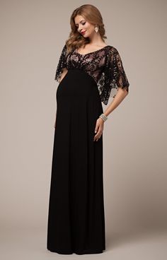 There’s no denying the show-stopping beauty of our Vintage Cape Gown. The dazzling sequin cape simply sparkles under the Christmas lights while the gently fitted bodice is softly gathered at the front to fit and flatter at every stage of pregnancy. It feels glamorous, uplifting and demure, with our softest jersey skirt, fully lined in to fall dramatically to the floor. Cape sleeves provide elegant cover for arms whilst sparkling like the season. Maternity Evening Gowns, Pregnant Party Dress, Maternity Evening, Pregnant Dress, Maternity Evening Dress, Tiffany Rose, Pregnant Wedding Dress, Pregnant Wedding, Vintage Cape