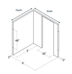 the measurements for an open wall cabinet with doors and shelves on each side, shown in white