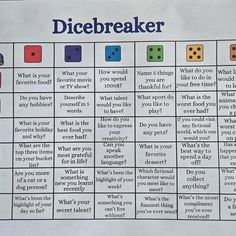 a game board with dices on it that says dicebreakerer what is your favorite word?