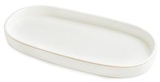 a white oval platter on a white background