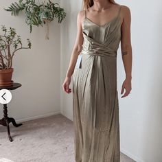 H&M Dress. Beautiful Satin Material. Wraps Around The Back. Never Worn Fitted A-line Dress From H&m, H&m Fitted A-line Dresses, Chic H&m Midi Dress For Party, H&m Party Dresses For Spring, H&m Spring Party Dresses, Elegant H&m Party Dress, Elegant H&m Wedding Dress, H&m Midi Dress For Spring Party, H&m Formal Dresses For Summer