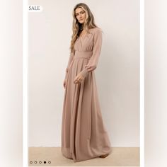 The Color Is Taupe. Never Been Worn Only Tried On. Taupe Formal Dress, Modest Bridesmaid Dresses With Sleeves Long, Bohme Dresses, Dress Code For Women, Portrait Outfits, Christmas Formal, Taupe Bridesmaid Dresses, Types Of Gowns, Neutral Dress