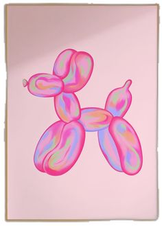 a pink and blue balloon dog on a pink background