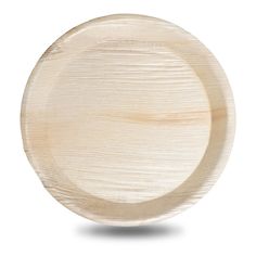 a round wooden plate on a white background