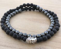 Men's Wrap-Around Bracelet, Grounding Bracelet, Hematite Bracelet, Lava Bracelet, Buddha Bracelet, Men's Beaded Bracelet, Wrist Mala Nicosia Cyprus, Spiritual Bracelets, Meditation Spiritual, Buddha Bracelets, Lava Bracelet, Hematite Bracelet