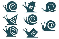 snails and houses icons set