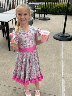 Pink axolotl and cups twirl dress. Features flutter sleeves, bow back is school approved, huge twirl, soft and stretchy material. Dress is designed with leucistic axolotls (pink axolotls) and inspired Starbucks drinks and cake pops Pink Axolotl, Material Dress, Twirl Dress, Bow Back, Starbucks Drinks, Flutter Sleeves, Cake Pops, Flutter Sleeve, Stretchy Material