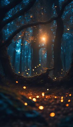 Fireflies And Stars, Firefly Aesthetic, Winter Christmas Scenes, Dreamy Artwork, Forest Background, Photo Album Quote, Collage Background, Fantasy Paintings, Beautiful Flowers Wallpapers