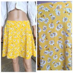 "yellow skirt daisy print skirt skaterskirt floral skirt womens skirt Vintage flower skirt beach skirt summer skirt circle skirt mini skirt M 96% cotton height of the woman in the photo - 180 cm Please refer to photos for details of condition. Condition: very good vintage Measurements: Length: 45 cm/17.7 \" Waist 70 cm/27.6\" Hips: FREE Size UK 12 EUR 40 M note The color on the pictures may vary due to monitor settings and light reflections. Ready to ship Please do not hesitate to contact with m Casual A-line Mini Skirt For Summer, Summer Floral Print Mini Skirt, Floral Print Summer Mini Skirt, Summer Floral Mini Skirt, Flowy A-line Mini Skirt For Summer, Floral Print Mini Skirt For Summer, Summer A-line Skort, Casual A-line Skort For Summer, Casual A-line Summer Skort