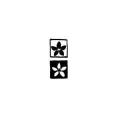 a black and white drawing of two squares with flowers on them, one square has a flower in the middle