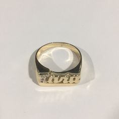 Beautiful 14k Yellow Gold Tara Diamond Name Ring. Weight: 3.9g. Size: 7.5. Name Measurement: 1/2" X 8.75mm. In Excellent Condition!! Personalized 14k Yellow Gold Diamond Ring, 14k White Gold Engraved Ring With Vvs Clarity, Classic Personalized Gold Diamond Ring, Classic Gold Birthstone Ring With Diamond Accents, Gold Diamond Ring With Engraved Round Cut, Gold Engraved Round Cut Diamond Ring, Gold Engraved Diamond Ring With Round Cut, Hallmarked 14k Gold Engraved Ring Round Cut, Engraved Yellow Gold Diamond Ring, Fine Jewelry